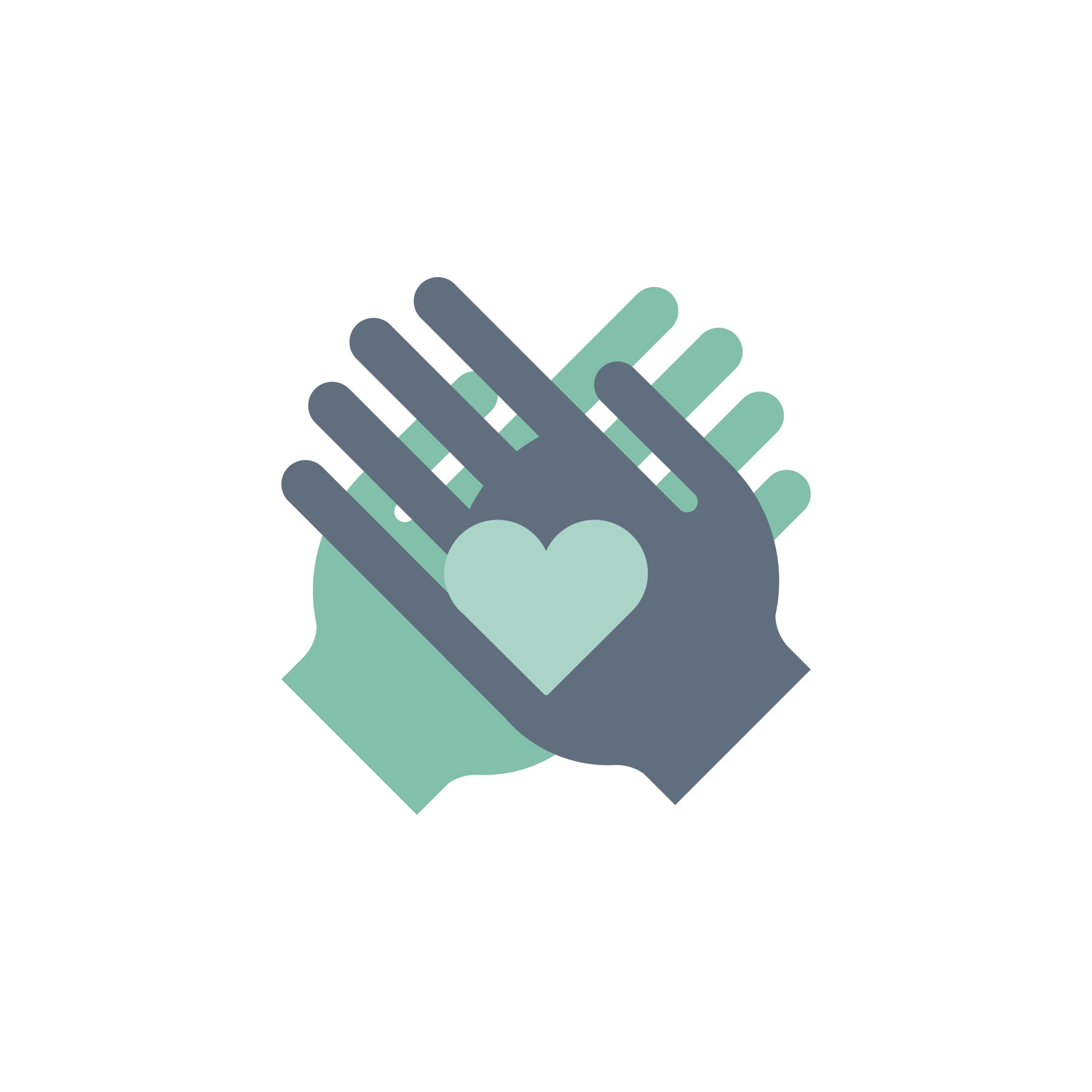 Illustration of helping hands support icons
